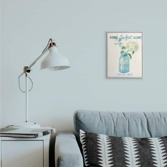 Stupell Industries Home Sweet Home Bouquet in Blue Jar Framed Wall Art